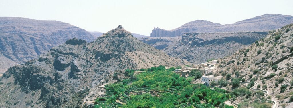 En bild på bergen i Oman