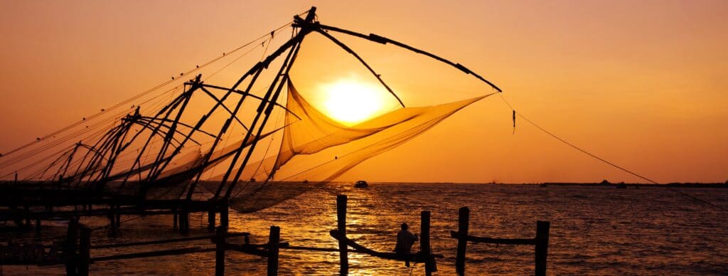 En bild på fiskenät i Cochin