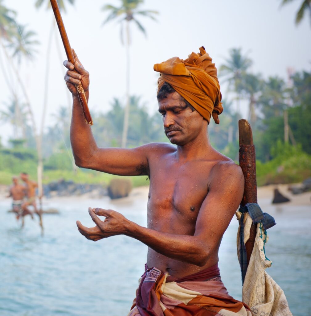 En bild på en fiskare i Sri Lanka